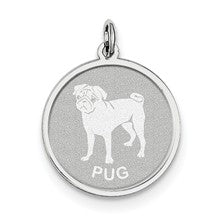 Sterling Silver Pug Disc Charm hide-image