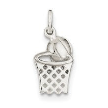 Sterling Silver Basketball in Hoop Charm hide-image