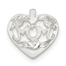 Sterling Silver MOM HEART W/ FLOWERS Charm hide-image