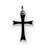 Black Enameled Cross Charm in Sterling Silver