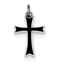 Sterling Silver Black Enameled Cross Charm hide-image