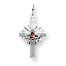 Sterling Silver Enameled Dove Cross Charm hide-image