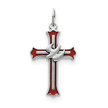 Sterling Silver Enameled Cross w/Dove Charm hide-image