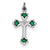 Sterling Silver Green Enameled Budded Cross Charm hide-image