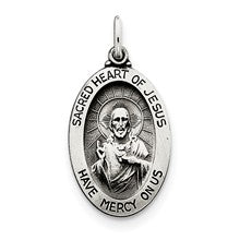 Sterling Silver Antiqued Sacred Heart of Jesus Meda Charm hide-image