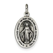 Sterling Silver Antiqued Miraculous Medal, Lovely Charm hide-image