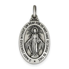 Sterling Silver Antiqued Miraculous Medal, Stylish Charm hide-image