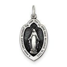 Sterling Silver Antiqued Miraculous Medal, Fine Charm hide-image