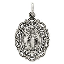 Sterling Silver Antiqued Miraculous Medal Charm hide-image