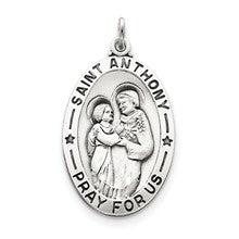 Sterling Silver Antiqued Saint Anthony Medal, Pretty Charm hide-image