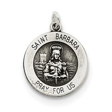 Sterling Silver Antiqued Saint Barbara Medal, Charm hide-image