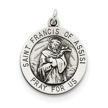 Sterling Silver Antiqued Saint Francis of Assisi Medal, Gorgeous Charm hide-image