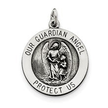 Sterling Silver Antiqued Guardian Angel Medal Charm hide-image