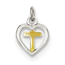 Sterling Silver & Vermeil Cross in Heart Charm hide-image