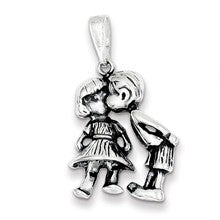 Sterling Silver Antiqued Boy Kissing Girl Charm hide-image