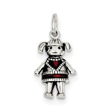 Sterling Silver Antiqued Enameled Red Girl Charm hide-image