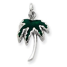 Sterling Silver Green Enameled Palm Tree Charm hide-image