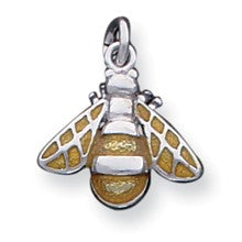 Sterling Silver Rhodium Enameled Yellow Bee Charm hide-image