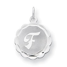 Sterling Silver Brocaded Initial F Charm hide-image