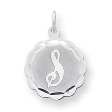 Sterling Silver Brocaded Initial S Charm hide-image