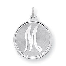 Sterling Silver Brocaded Initial M Charm hide-image