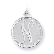 Sterling Silver Brocaded Initial N Charm hide-image