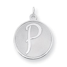 Sterling Silver Brocaded Initial P Charm hide-image