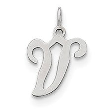 Sterling Silver Stamped Initial V Charm hide-image