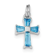 Sterling Silver Blue CZ Cross Charm hide-image