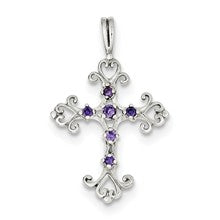 Sterling Silver Purple CZ Cross Charm hide-image