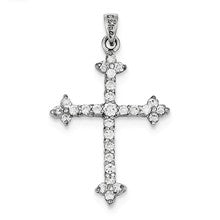 Sterling Silver CZ Budded Cross Charm hide-image