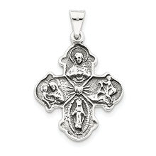 Sterling Silver Antiqued 4-way Medal; Charm hide-image