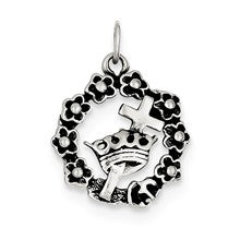 Sterling Silver Cross, Crown & Wreath Charm hide-image