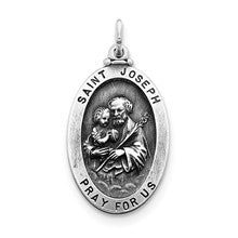 Sterling Silver Antiqued Saint Joseph Medal, Charm hide-image