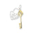 Heart & Key Charm in Sterling Silver & Vermeil