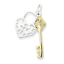 Sterling Silver & Vermeil Heart & Key Charm hide-image