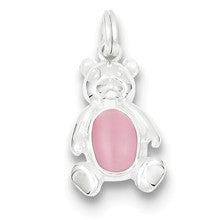 Sterling Silver Pink Teddy Bear Charm hide-image