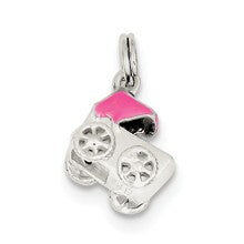 Sterling Silver Pink Baby Carriage Charm hide-image