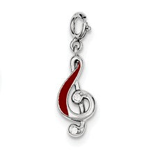 Sterling Silver Red Enameled Treble Clef Charm hide-image