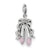 Pink Enameled Ballet Slippers Charm in Sterling Silver