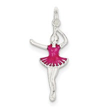 Sterling Silver Pink Enameled Ballerina Charm hide-image