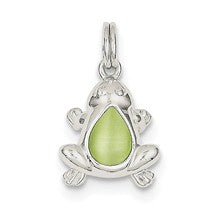 Sterling Silver Green Cats Eye Frog Charm hide-image