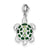 Green Preciosa Crystal and Enameled Turtle Charm in Sterling Silver