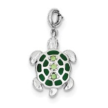 Sterling Silver Green Preciosa Crystal and Enameled Turtle Charm hide-image