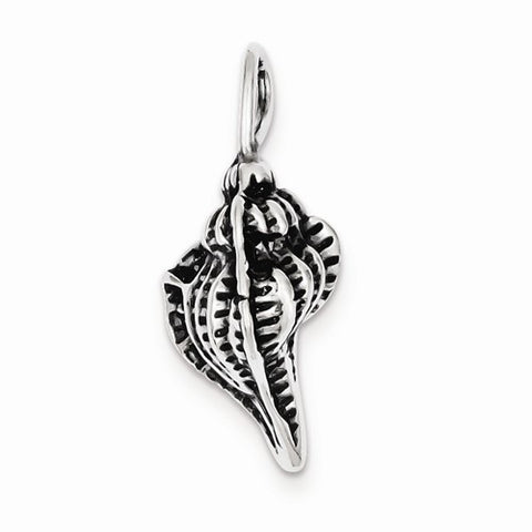 Sterling Silver Antiqued Conch Shell Pendant, Pendants for Necklace