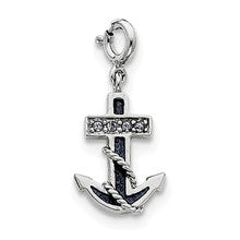 Sterling Silver Blue Enameled Anchor w/Preciosa Crystals Charm hide-image