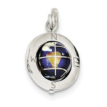 Sterling Silver Enameled Globe Charm hide-image