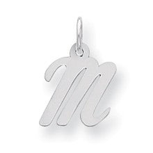 Sterling Silver Small Script Initial M Charm hide-image