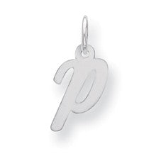 Sterling Silver Small Script Initial P Charm hide-image