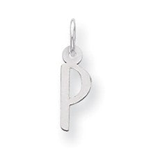 Sterling Silver Small Slanted Block Initial P Charm hide-image